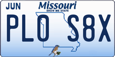 MO license plate PL0S8X