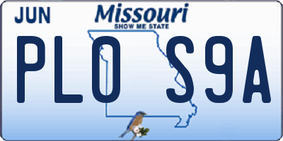 MO license plate PL0S9A