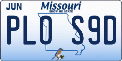 MO license plate PL0S9D