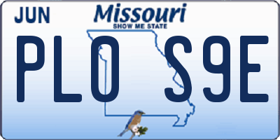 MO license plate PL0S9E