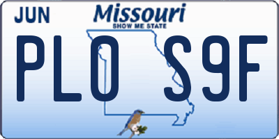 MO license plate PL0S9F