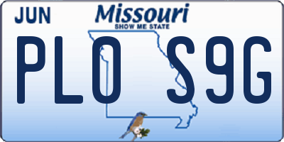 MO license plate PL0S9G