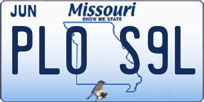 MO license plate PL0S9L