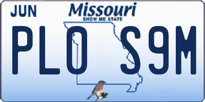 MO license plate PL0S9M