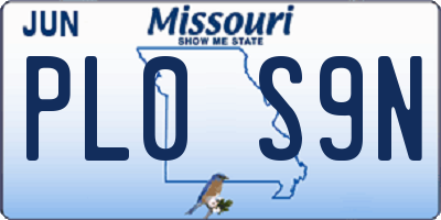 MO license plate PL0S9N