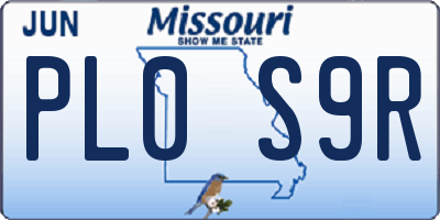 MO license plate PL0S9R