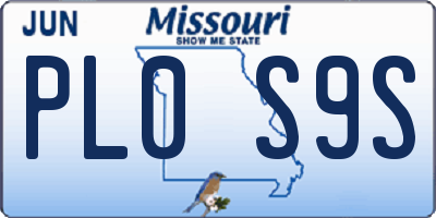 MO license plate PL0S9S