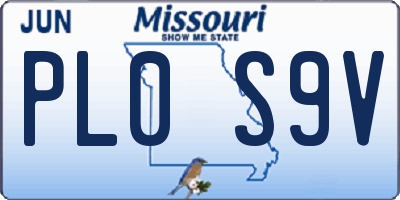 MO license plate PL0S9V