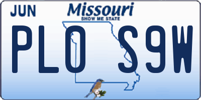 MO license plate PL0S9W