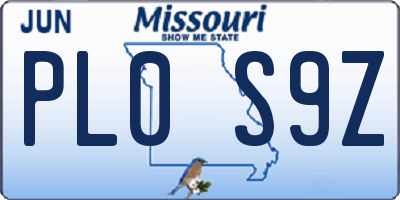 MO license plate PL0S9Z