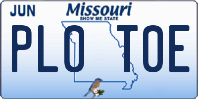 MO license plate PL0T0E