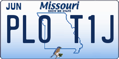 MO license plate PL0T1J