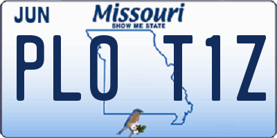MO license plate PL0T1Z