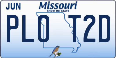MO license plate PL0T2D