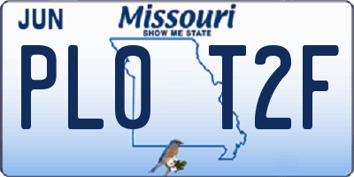 MO license plate PL0T2F