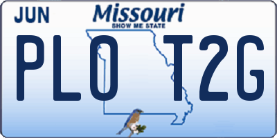 MO license plate PL0T2G