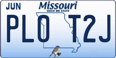 MO license plate PL0T2J