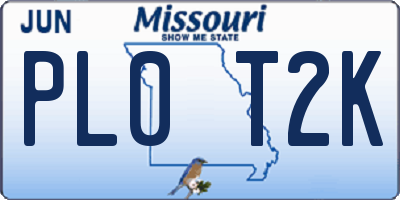 MO license plate PL0T2K