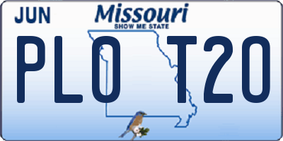 MO license plate PL0T2O