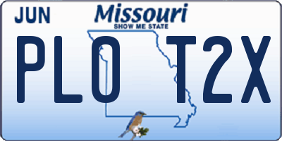 MO license plate PL0T2X