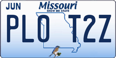 MO license plate PL0T2Z