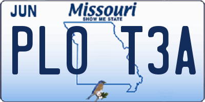 MO license plate PL0T3A