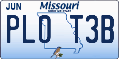 MO license plate PL0T3B