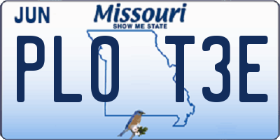MO license plate PL0T3E