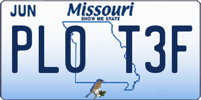 MO license plate PL0T3F
