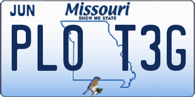 MO license plate PL0T3G