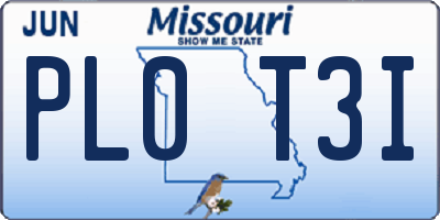 MO license plate PL0T3I