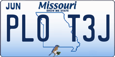 MO license plate PL0T3J