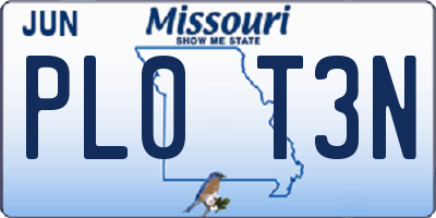 MO license plate PL0T3N