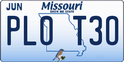MO license plate PL0T3O