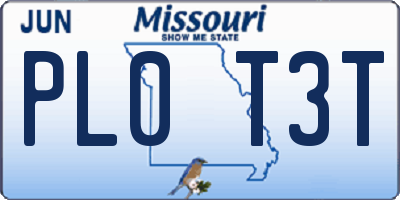 MO license plate PL0T3T