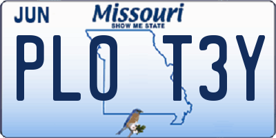 MO license plate PL0T3Y