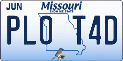 MO license plate PL0T4D