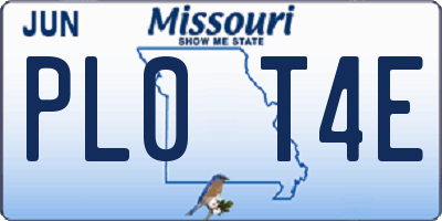 MO license plate PL0T4E