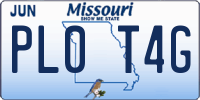 MO license plate PL0T4G