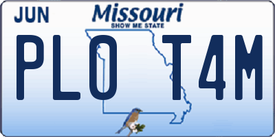 MO license plate PL0T4M