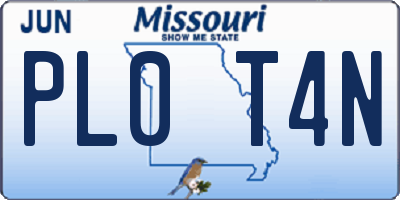 MO license plate PL0T4N