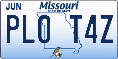 MO license plate PL0T4Z
