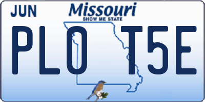 MO license plate PL0T5E