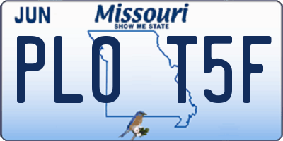 MO license plate PL0T5F