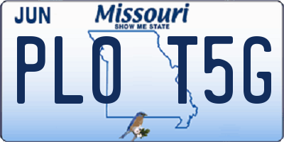 MO license plate PL0T5G