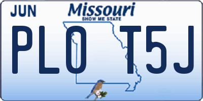 MO license plate PL0T5J
