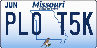 MO license plate PL0T5K
