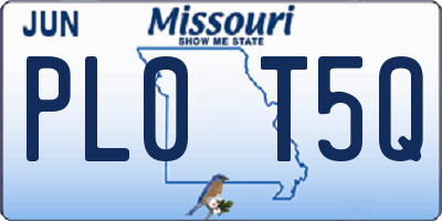 MO license plate PL0T5Q