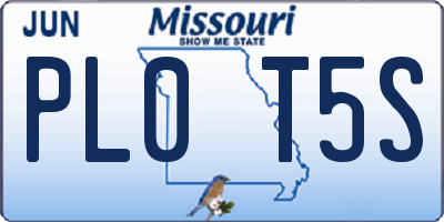 MO license plate PL0T5S