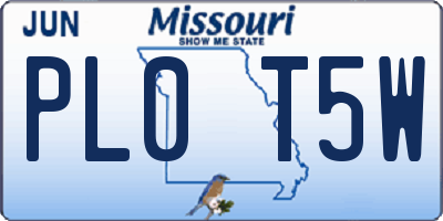 MO license plate PL0T5W